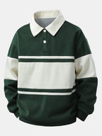 Men's Relaxed Fit Colour Block Polo Sweatshirt