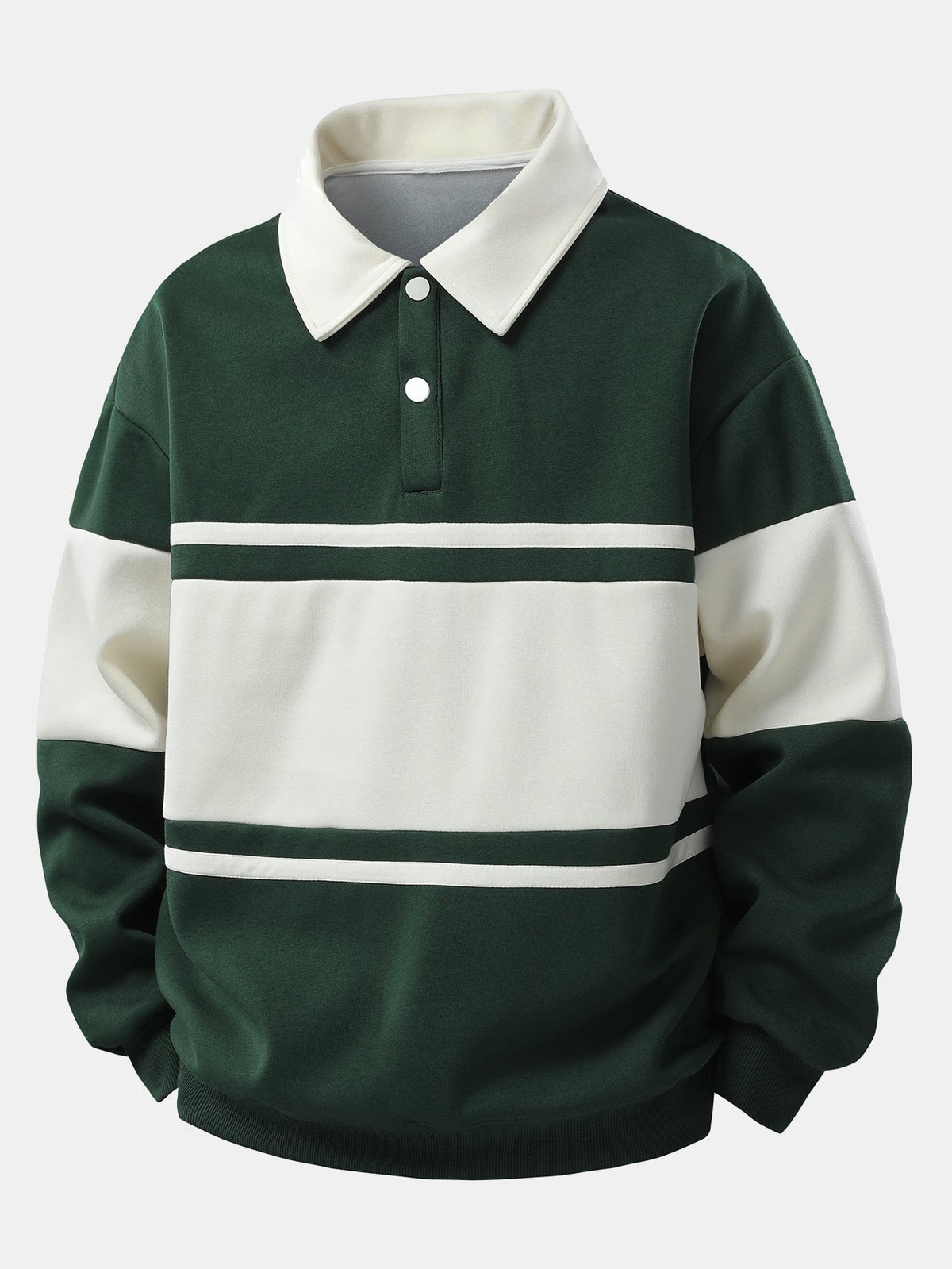 Men's Relaxed Fit Colour Block Polo Sweatshirt