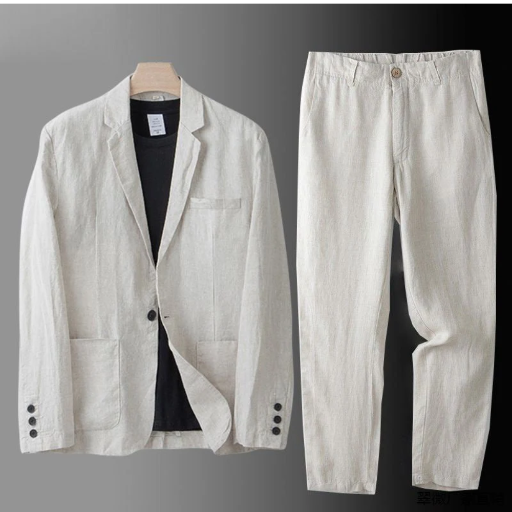 Men's Pure Linen Suit Set – Lightweight Shirt and Trousers