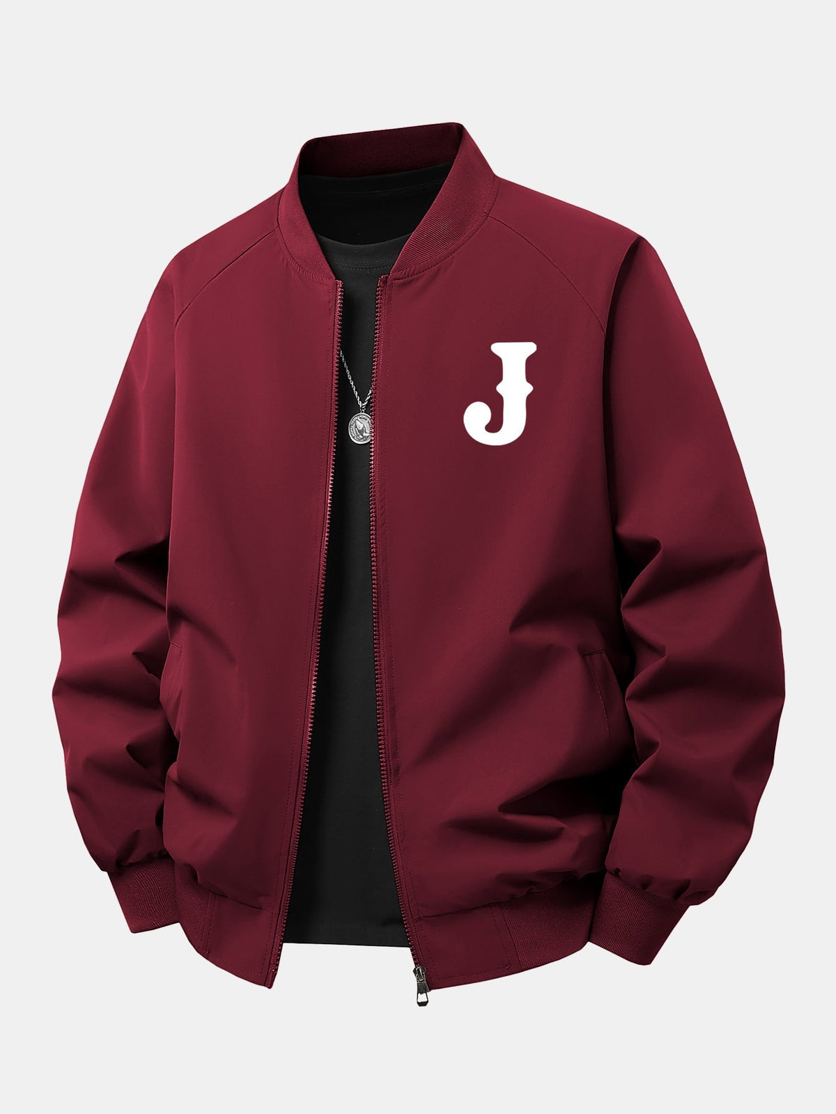 Men's Printed Bomber Jacket with Relaxed Fit and Full Zip