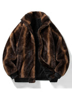 Men's Plush Faux Fur Zip-Up Jacket – Soft Textured Winter Outerwear