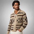 Men's Jacquard Shawl-Collar Cardigan – Patterned Knit