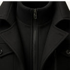 Men's Double-Layer Warm Coat – Zip Inner Layer and Button Front