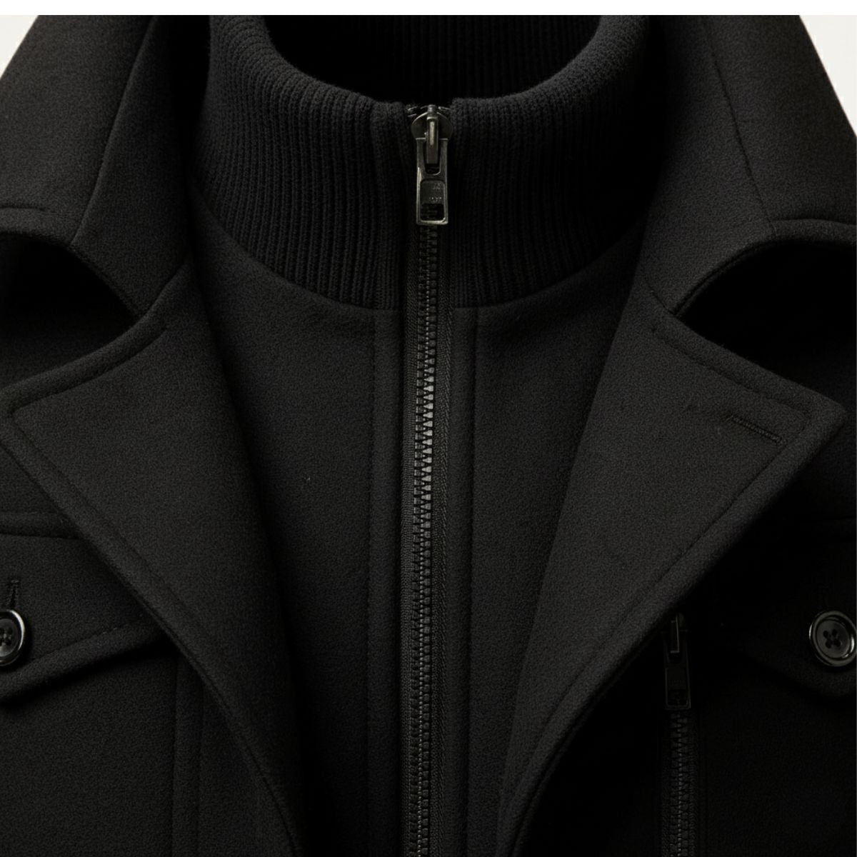 Men's Double-Layer Warm Coat – Zip Inner Layer and Button Front