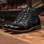 Men's Lace-Up Ankle Boots with Rounded Toe
