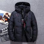 Men's Hooded Down Winter Jacket – Water-Resistant Multi-Zip Outerwear