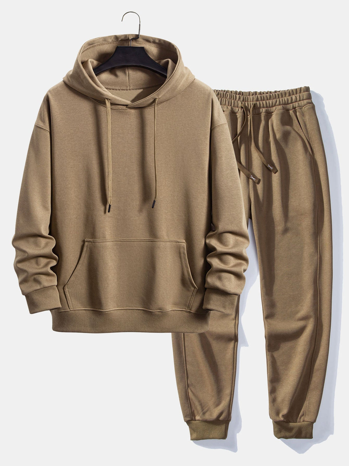 Men's Basic Tracksuit Set – Pullover Hoodie and Cuffed Joggers