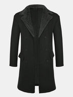 Men's Long Faux wool-blend Winter Coat – Double-Breasted Overcoat