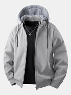 Men's Relaxed Hooded Bomber Jacket – Detachable Drawstring Hood
