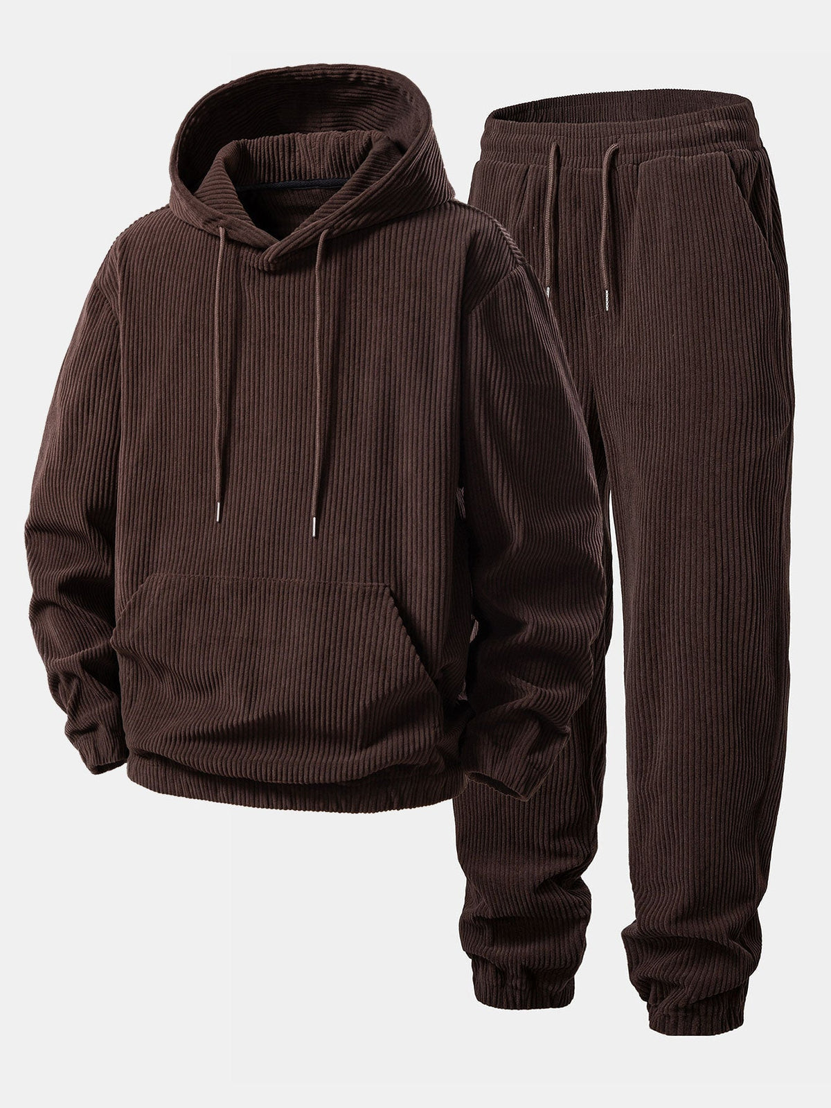 Men's Ribbed Corduroy Tracksuit – Relaxed Hoodie and Tapered Joggers