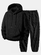 Men's Textured Teddy Tracksuit – Relaxed Hoodie and Joggers