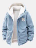 Men's Reversible Corduroy Hooded Jacket with Teddy Fleece