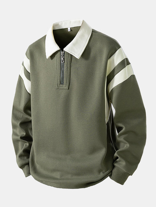 Men's Cotton Blend Quarter-Zip Polo Sweatshirt