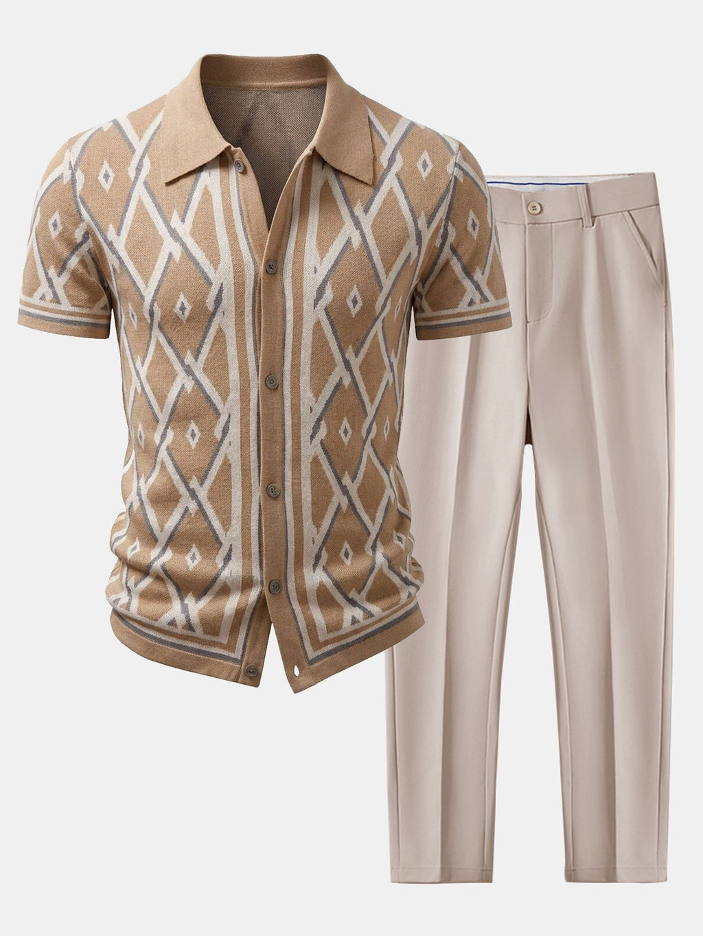 Men's Viscose Knit Shirt and Tapered Trousers Set