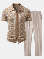 Men's Viscose Knit Shirt and Tapered Trousers Set