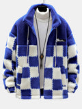Men's Printed Teddy Fleece Jacket with High Collar