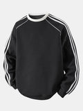 Men's Striped Waffle Crew Neck Sweatshirt