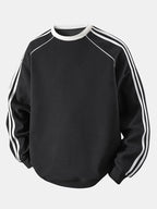 Men's Striped Waffle Crew Neck Sweatshirt