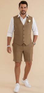 Men's Tailored Waistcoat and Shorts Set – Smart Casual Summer Outfit