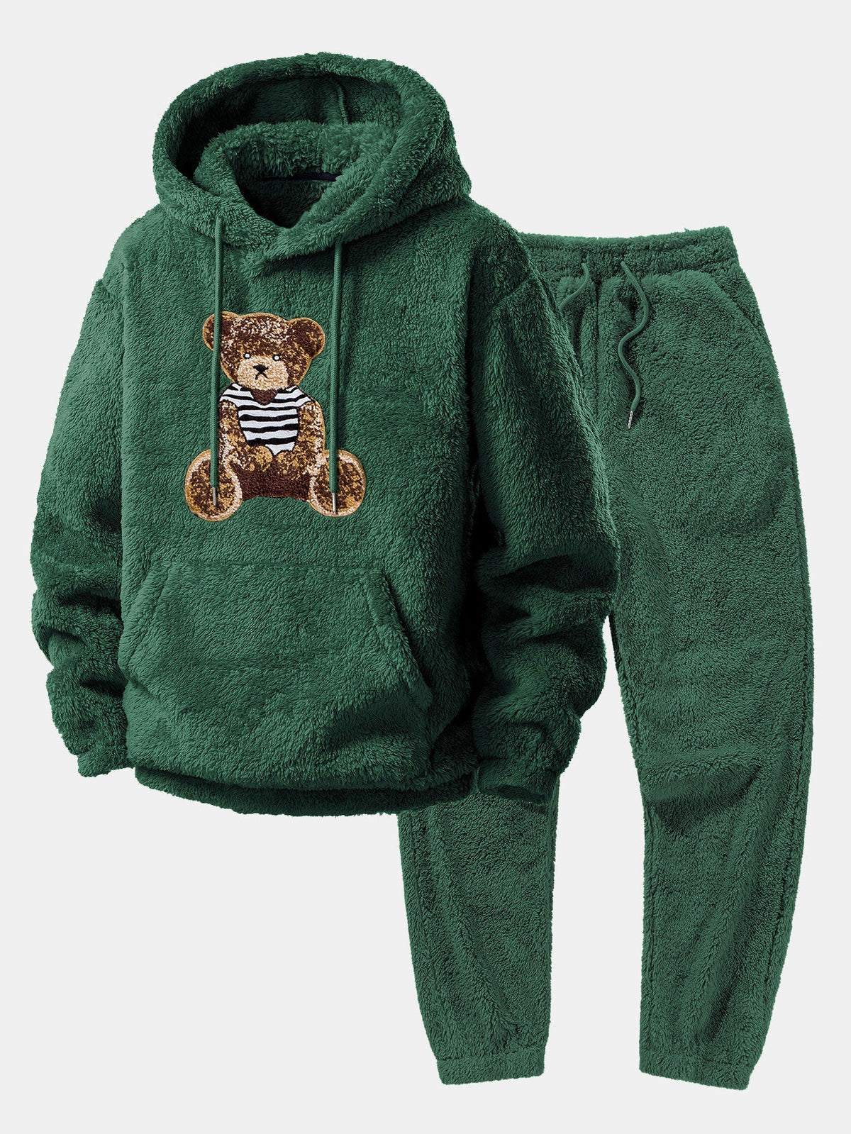 Men's Plush Teddy Fleece Tracksuit – Relaxed Hoodie and Joggers
