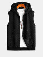 Men's Sleeveless Hooded Vest Tracksuit – Textured Jogger Co-Ord