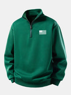 Men's American Flag Print Quarter Zip Sweatshirt with Stand Collar
