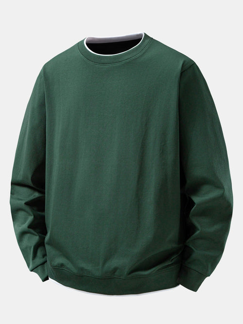 Men's Cotton Blend Layered Crew Neck Sweatshirt