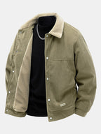 Men's Sherpa-Lined Corduroy Jacket with Snap Buttons