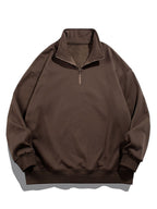 Men's Teddy Fleece Lined Half Zip Sweatshirt with Stand Collar