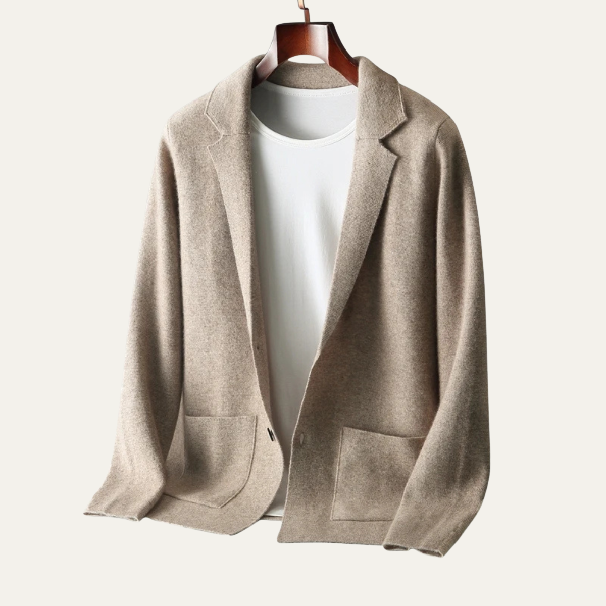 Men's Soft Wool-Blend Knit Cardigan with Suit Collar