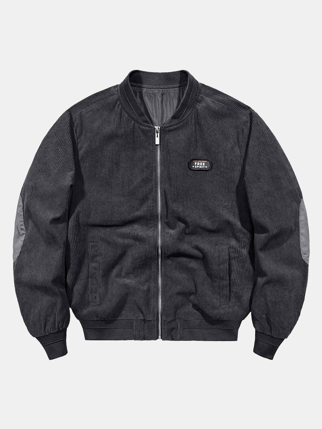 Men's Ribbed Corduroy Bomber Jacket with Zip Front