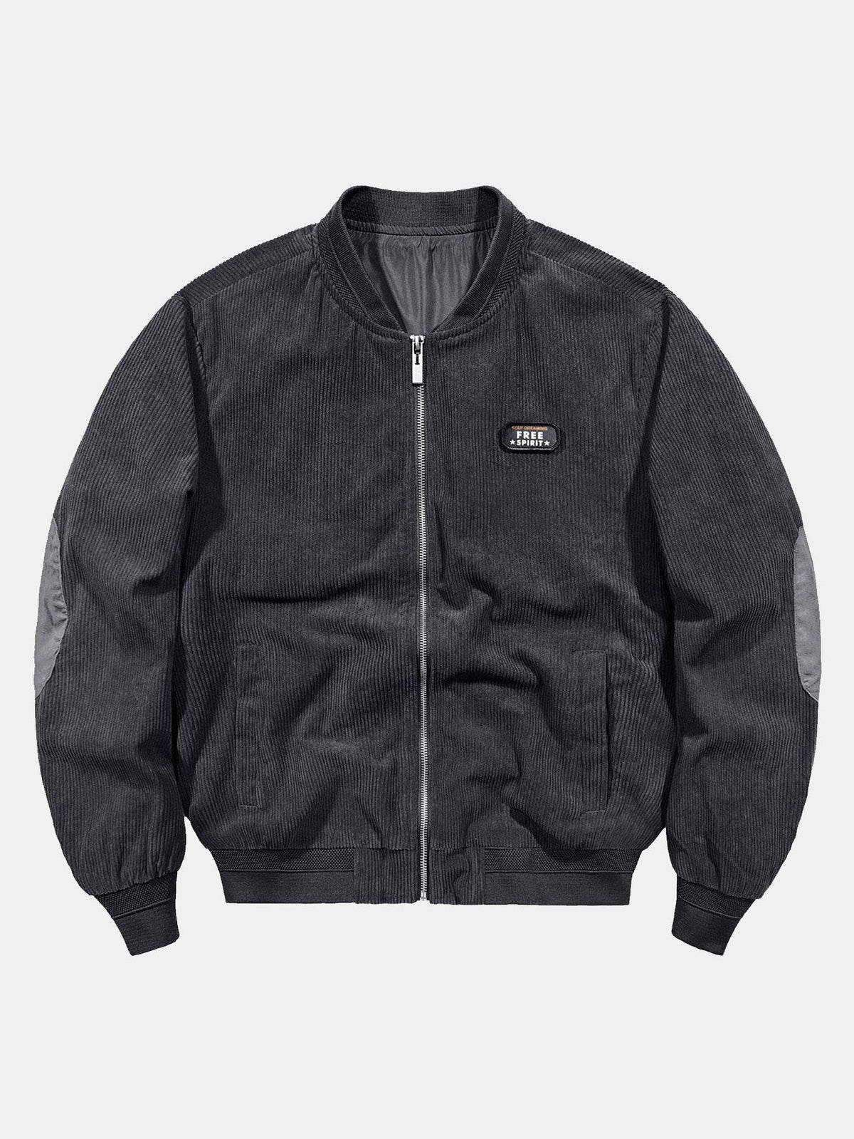 Men's Ribbed Corduroy Bomber Jacket with Zip Front