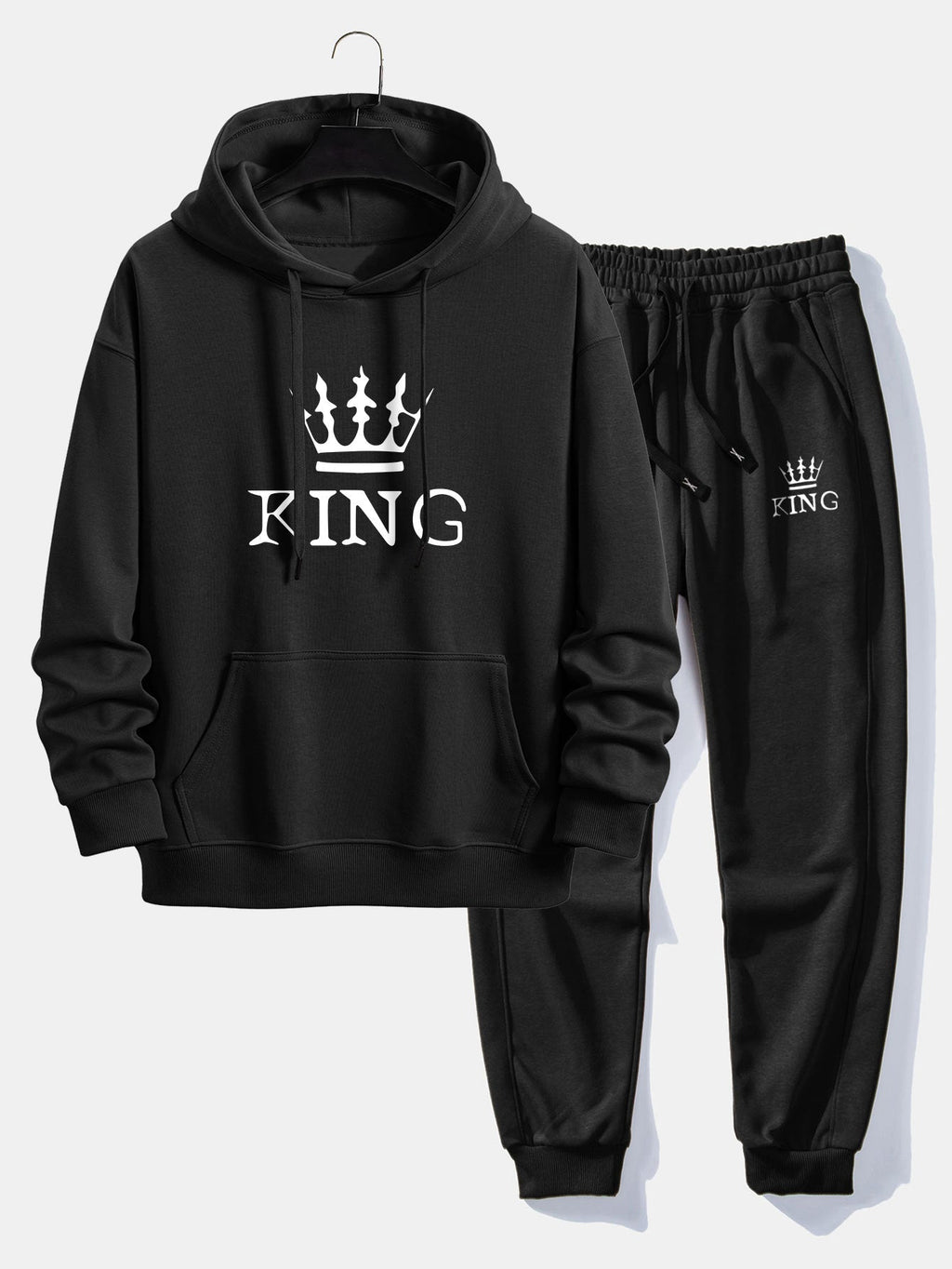 Men's Printed Relaxed Tracksuit – Cotton Blend Hoodie Set