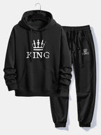 Men's Printed Relaxed Tracksuit – Cotton Blend Hoodie Set