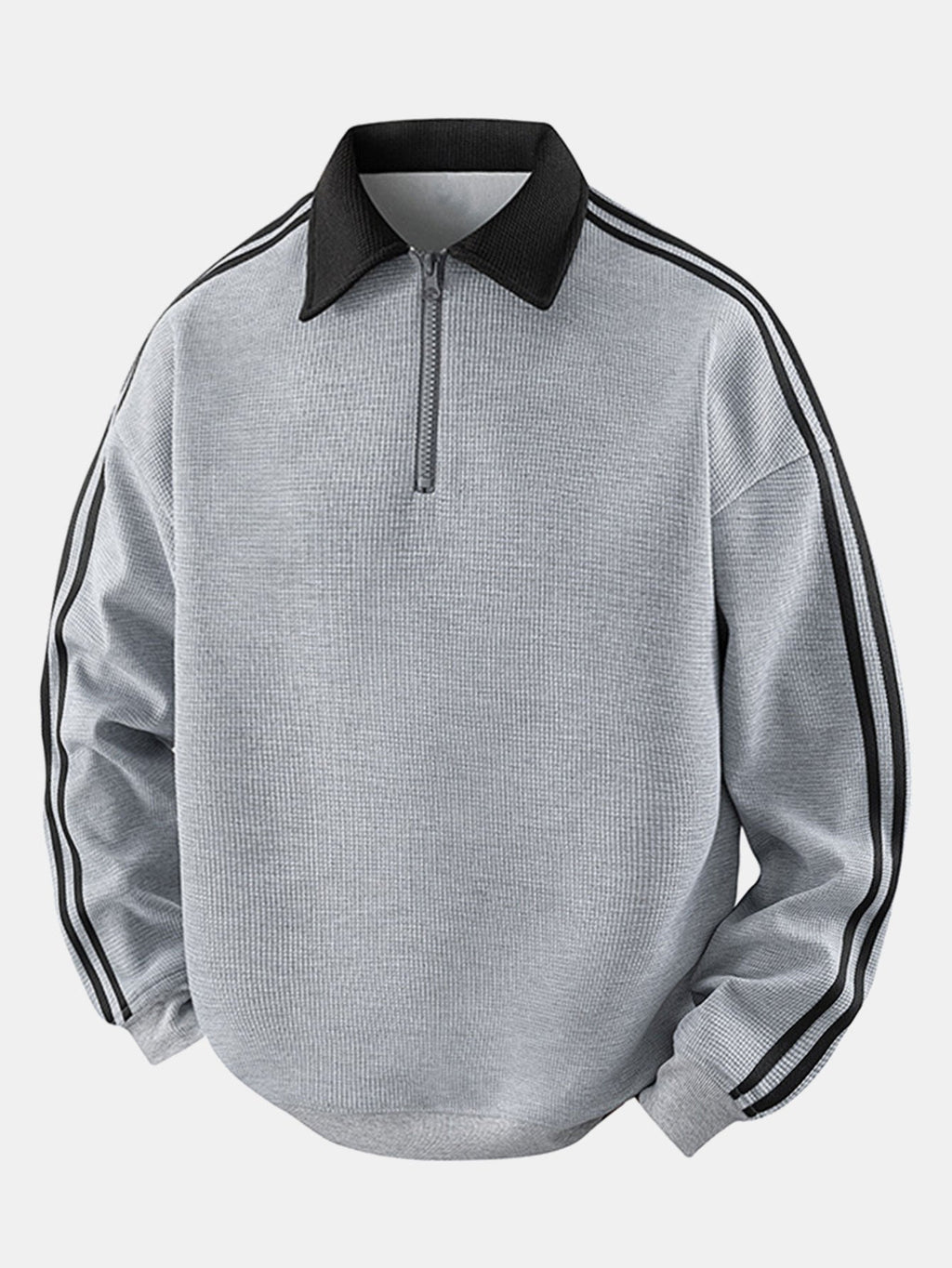 Men's Waffle Textured Quarter-Zip Polo Sweatshirt