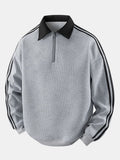 Men's Waffle Textured Quarter-Zip Polo Sweatshirt