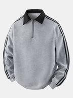 Men's Waffle Textured Quarter-Zip Polo Sweatshirt