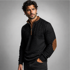Men's Patterned Half-Zip Jumper with Elbow Patches