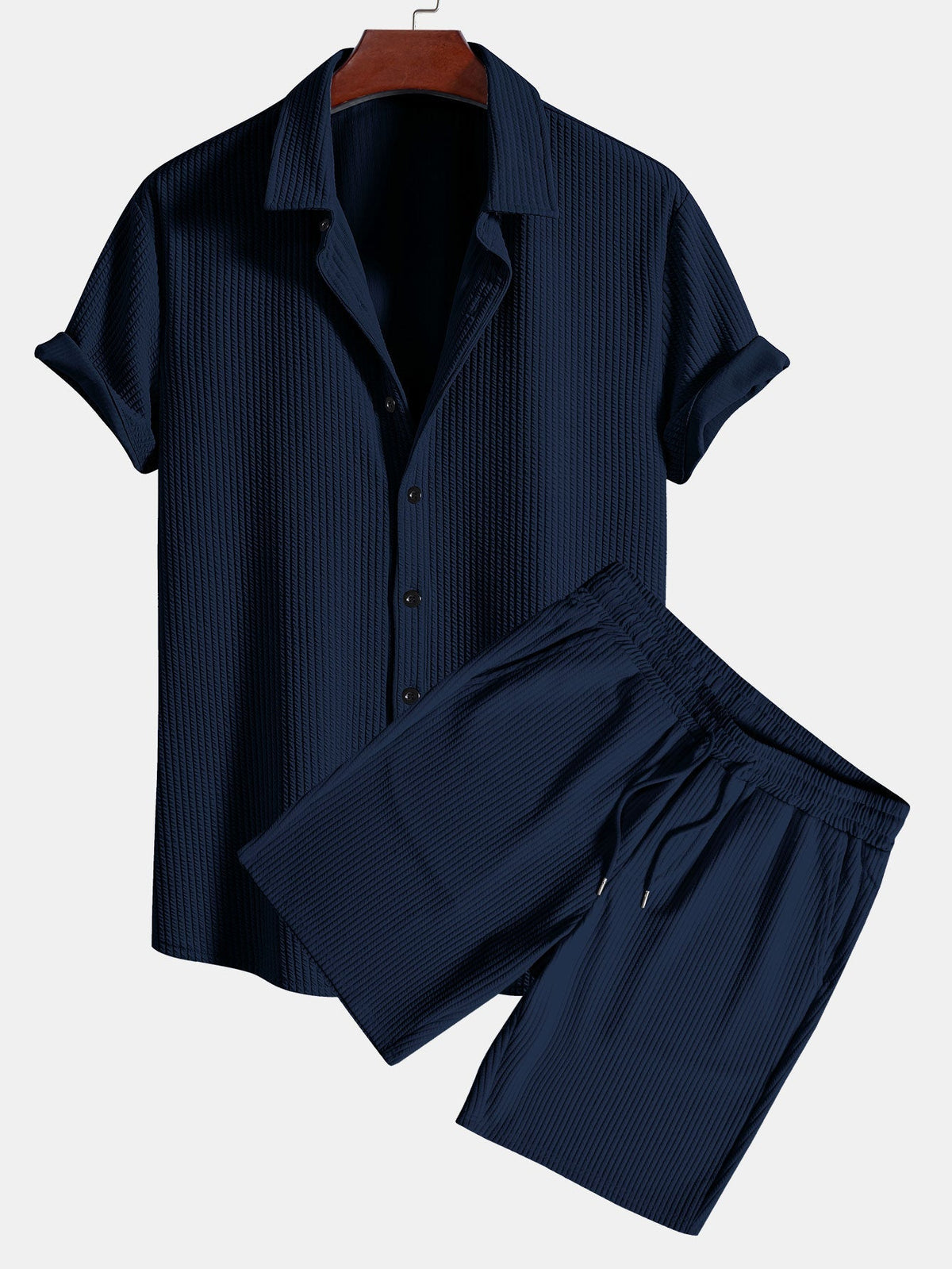 Men's Muscle Fit Ribbed Shirt and Shorts Set