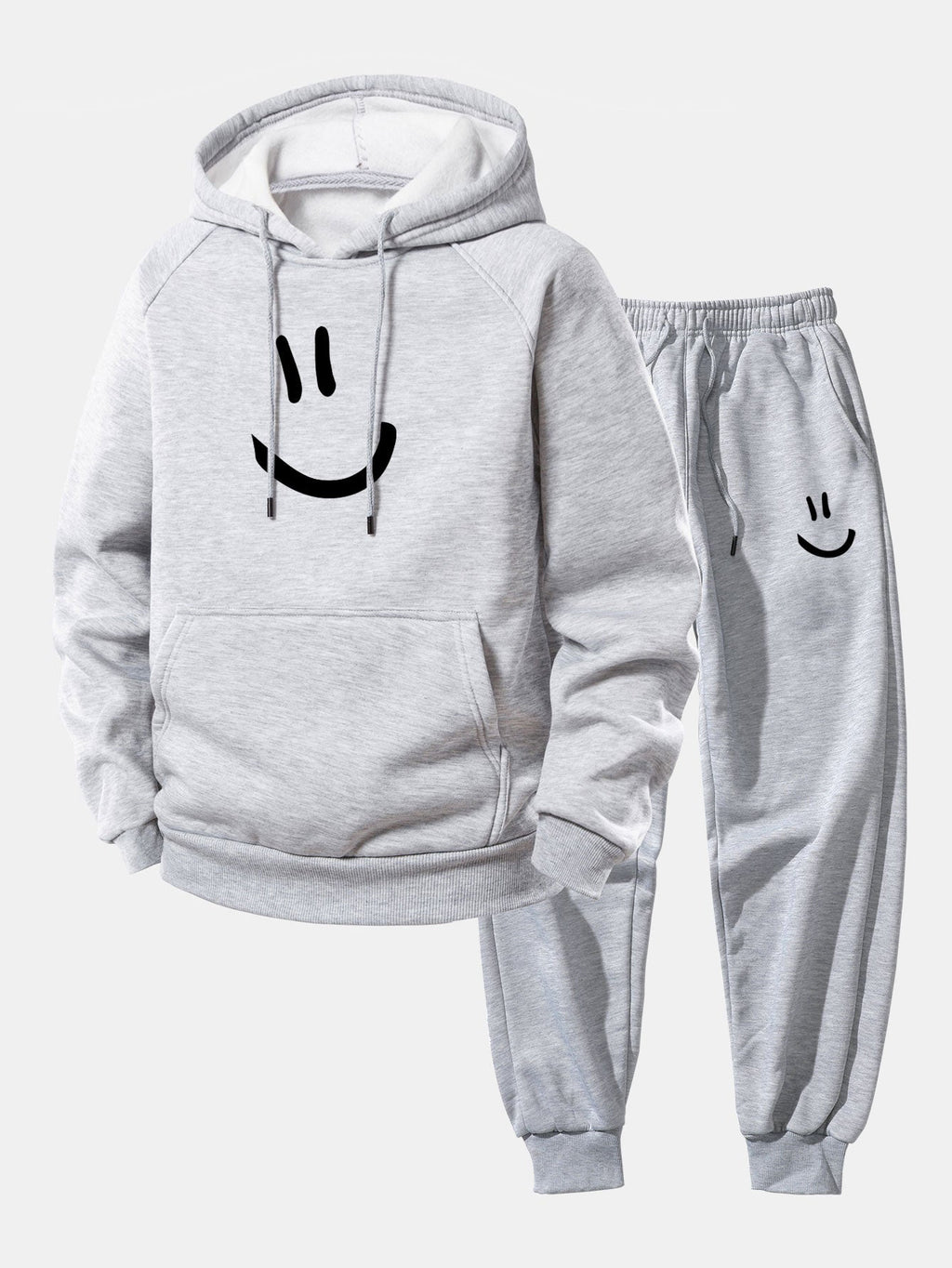 Men's Loose Fit Hoodie Tracksuit – Printed Polyester Set