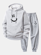 Men's Loose Fit Hoodie Tracksuit – Printed Polyester Set