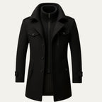 Men's Double-Layer Warm Coat – Zip Inner Layer and Button Front