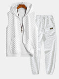 Men's Sleeveless Hooded Vest Tracksuit – Textured Jogger Co-Ord