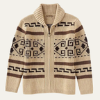 Men's Jacquard Shawl-Collar Cardigan – Patterned Knit