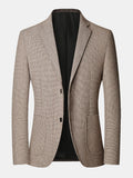 Men's Fine Check wool-blend Look Blazer with Notched Lapels