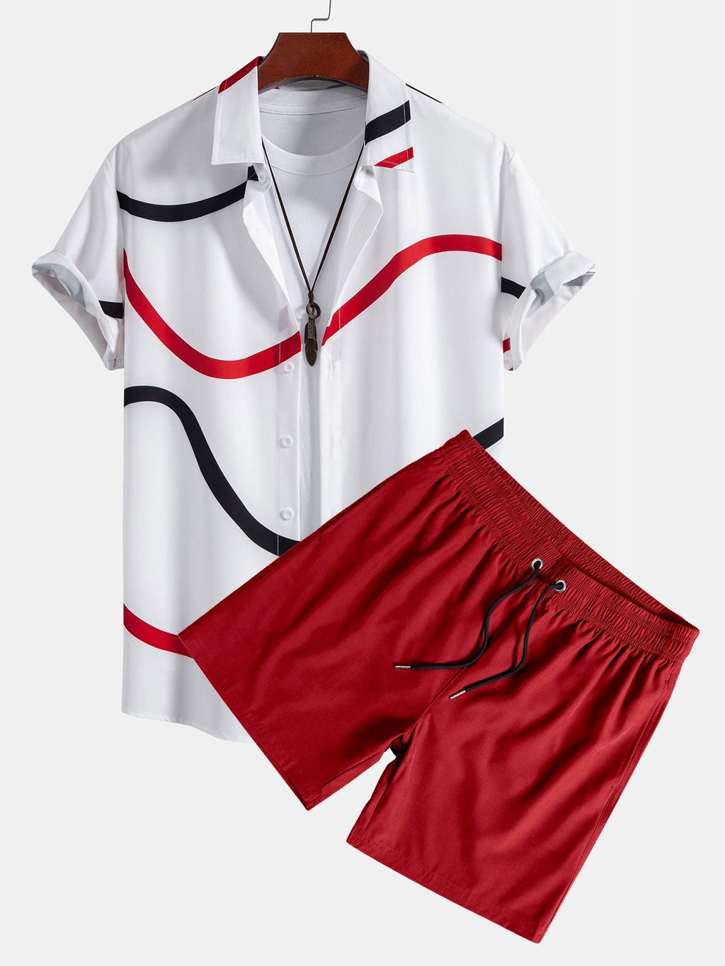 Men's Short-Sleeve Shirt Swim Set – Printed Two-Piece