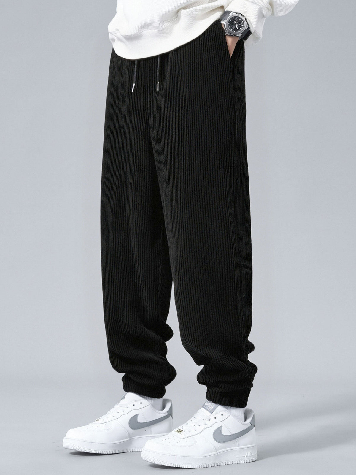 Men's Corduroy Zip Tracksuit – Relaxed Hoodie and Joggers