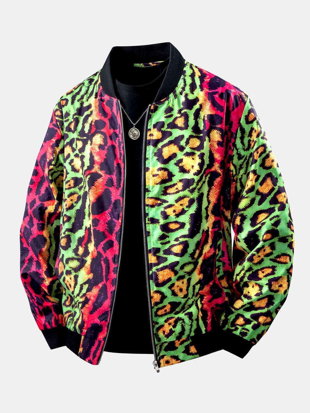 Men's Colourful Leopard Print Bomber Jacket