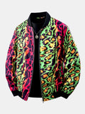 Men's Colourful Leopard Print Bomber Jacket