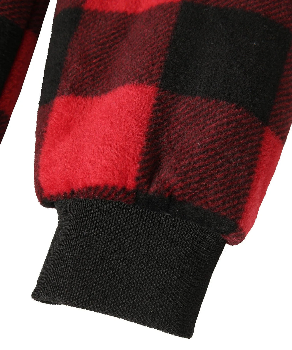 Men's Jumper with V-Neck in Check Pattern